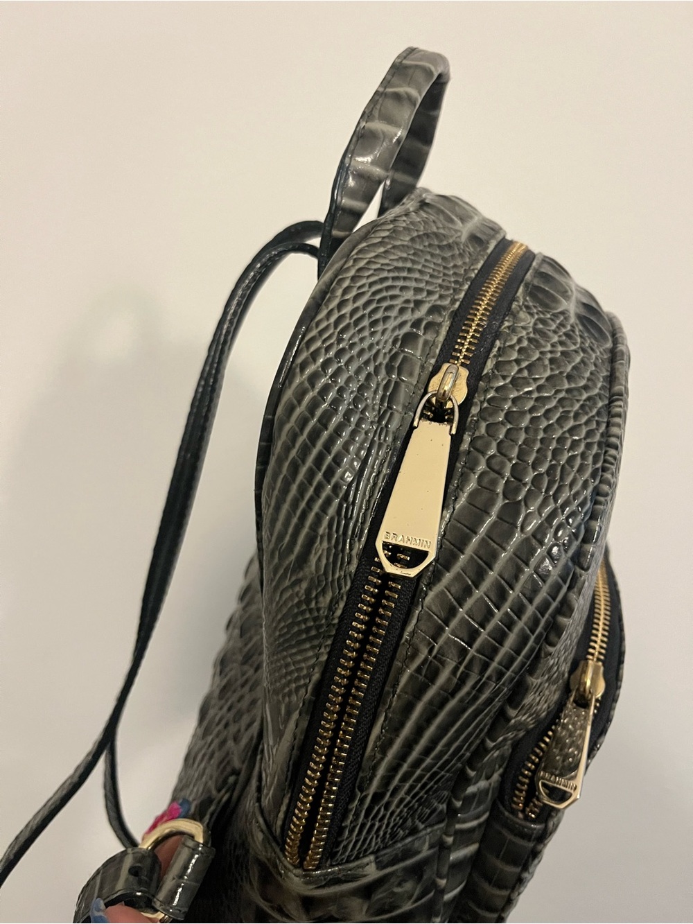Croc-Embossed Mini Backpack - Black - Picture 3 of 6